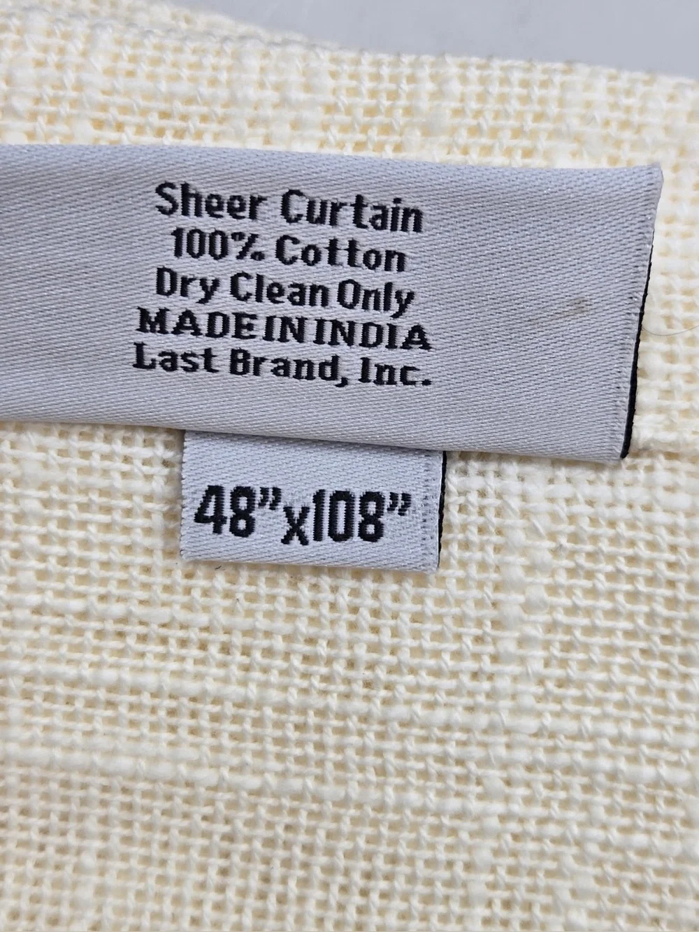 NWOT QUINCE Set Of 2 48x108 Cotton Sheer Curtains Ivory 0745